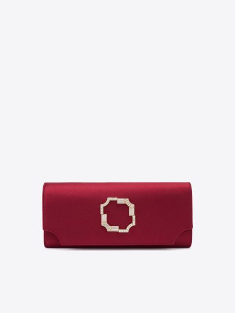 MALONE SOULIERS Vivien Burgundy Satin Wallet on Chain
