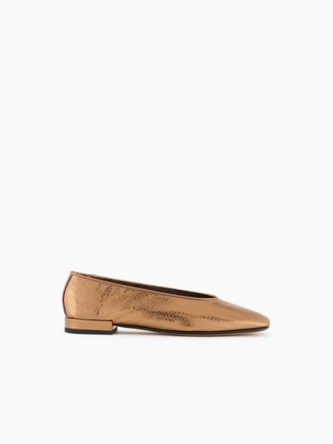 GIORGIO ARMANI GIORGIO ARMANI X 10 CORSO COMO LAMÉ LEATHER BALLERINAS