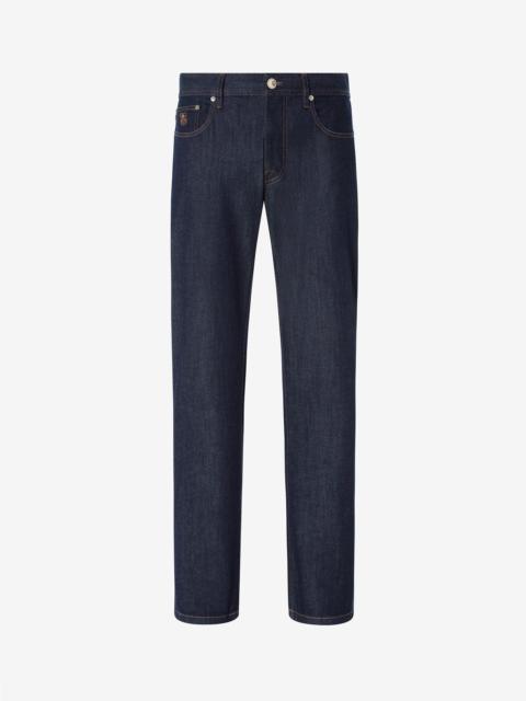 CORNELIANI Dark blue cotton and lyocell jeans