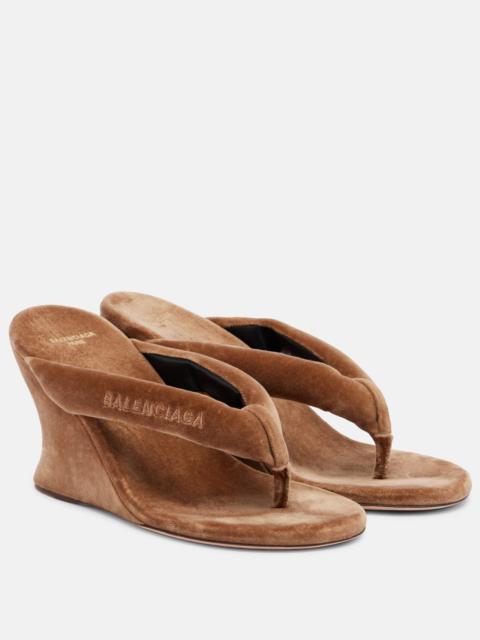 BALENCIAGA Gaeta velvet wedge thong sandals