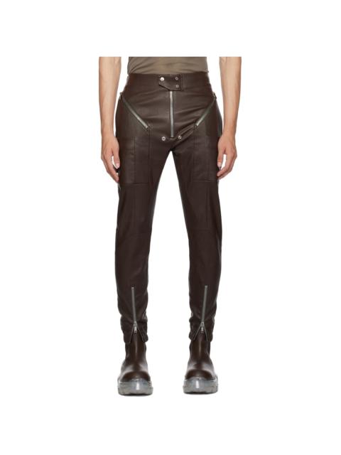 Brown Easy Strobe Leather Cargo Pants
