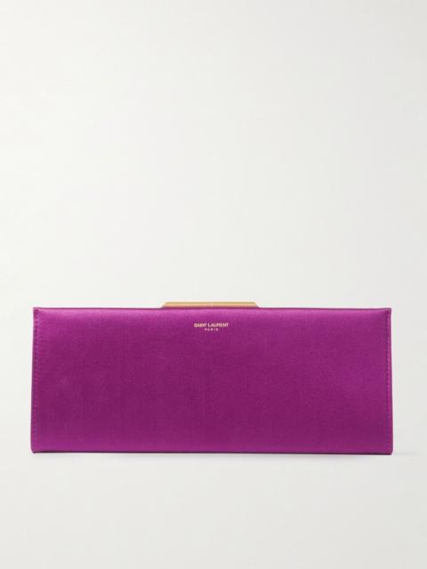 SAINT LAURENT Midnight small satin clutch Purple