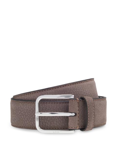 BOSS ITALIAN-NUBUCK BELT WITH POLISHED PIN BUCKLE