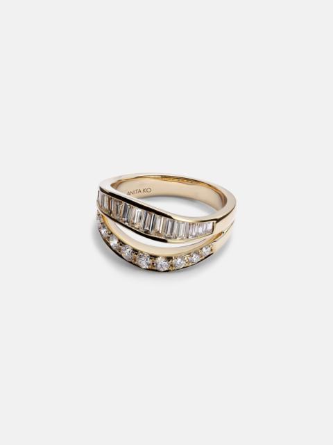 ANITA KO Two Row Wave 18kt gold ring with diamonds
