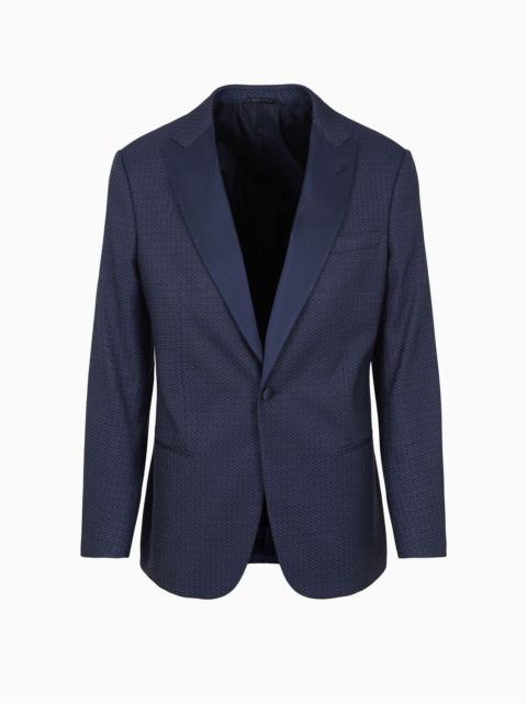 GIORGIO ARMANI Soho line single-breasted tuxedo jacket in silk-blend jacquard