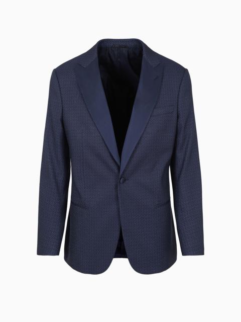 Soho line single-breasted tuxedo jacket in silk-blend jacquard