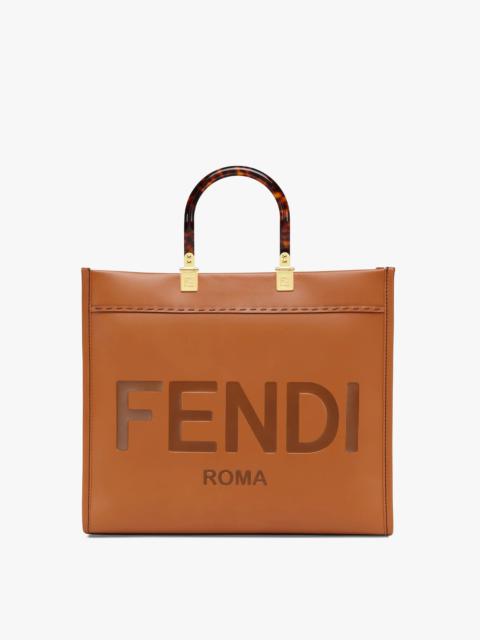 FENDI Brown leather shopper