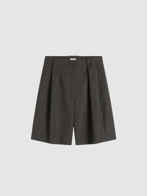 ST. AGNI Wool Pleat Loop Shorts - Mulch