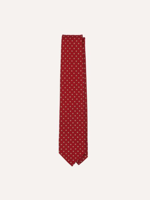 Drake's Red Dotted Circle Print Silk Self-Tipped Tie