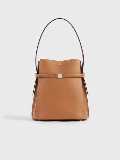 TOTEME Belted grained-leather bucket bag tan
