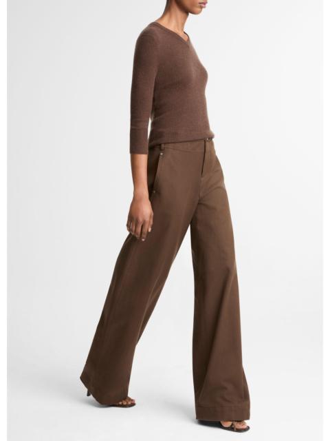 Vince Italian Cotton Utility Double-Waist Wide-Leg Pant