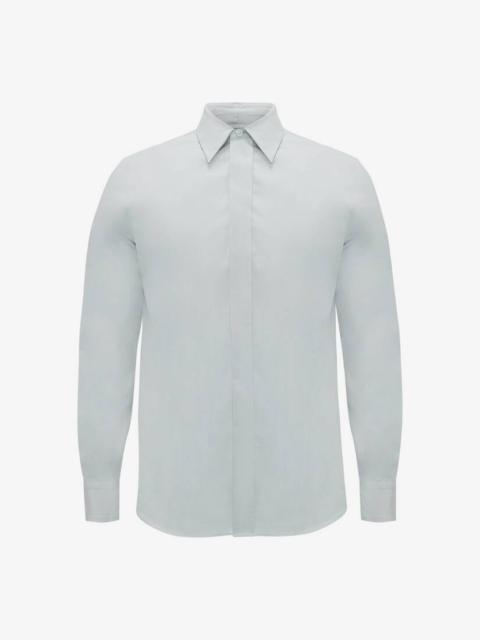 Alexander McQueen Men's Dropped Shoulder Poplin Shirt in Cloud Blue