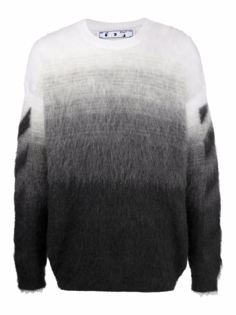 Off-White Diagonal Brushed Knit Crewneck Sweater Black