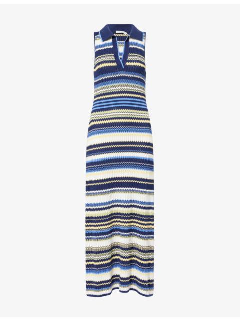 SIMKHAI Kerrin Collared Cotton-Knit Midi Dress