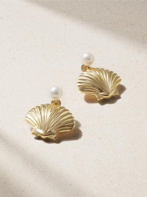 MATEO Venus 14-karat gold pearl earrings Gold
