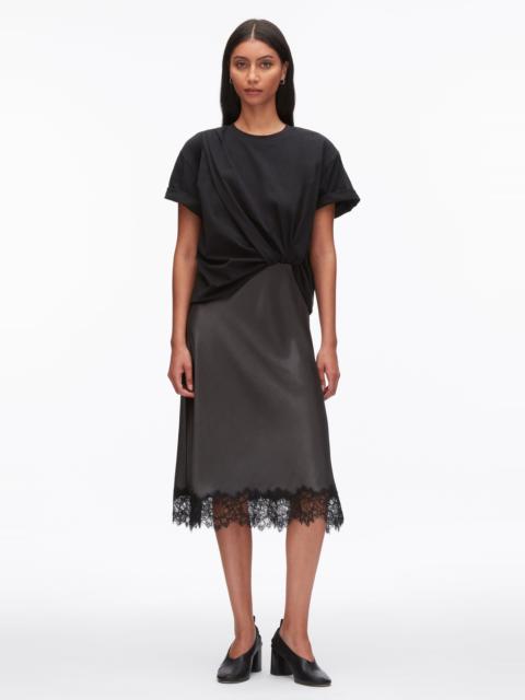 3.1 Phillip Lim Draped Combo T-Shirt Dress with Lace Trim