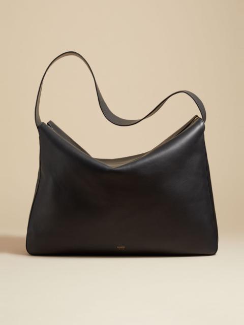 KHAITE The Large Elena Bag in Black Pebbled Leather
