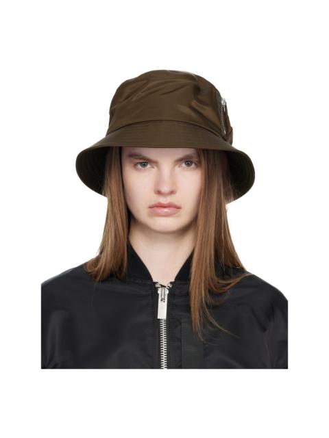 Brown Single Brim Pocket Bucket Hat