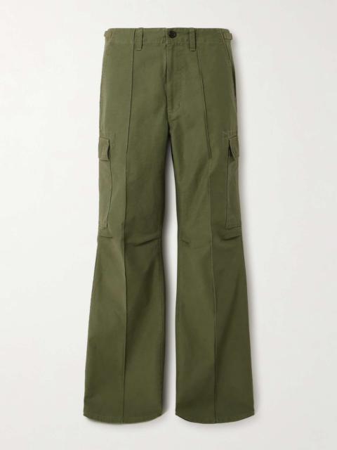 Military cotton wide-leg pants