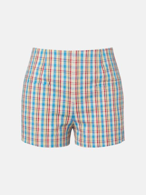 FAITHFULL Aurora checked cotton and linen shorts