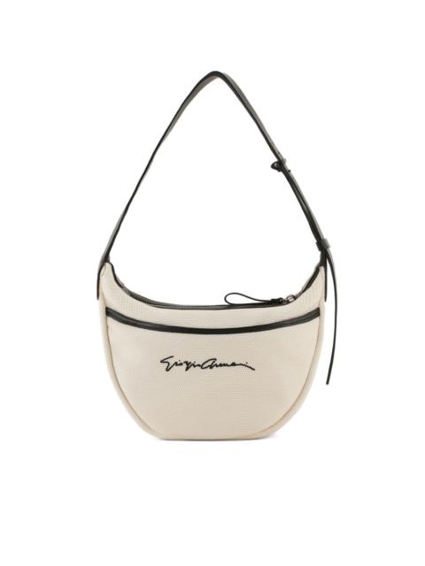 GIORGIO ARMANI logo-embroidered zip shoulder bag