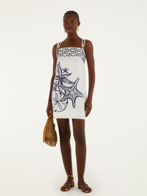 FARM RIO Off-White Coast Stars Euroflax Premium Linen Mini Dress