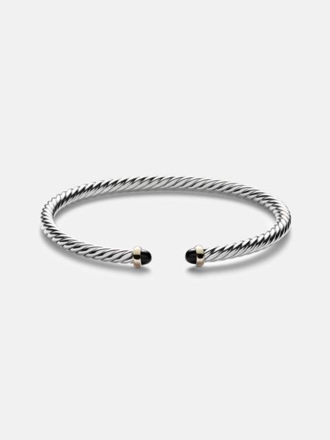 DAVID YURMAN Cable Flex sterling silver and 14kt gold cuff bracelet with onyxes