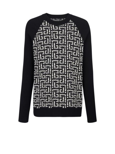 Wool jumper with marbled monogram