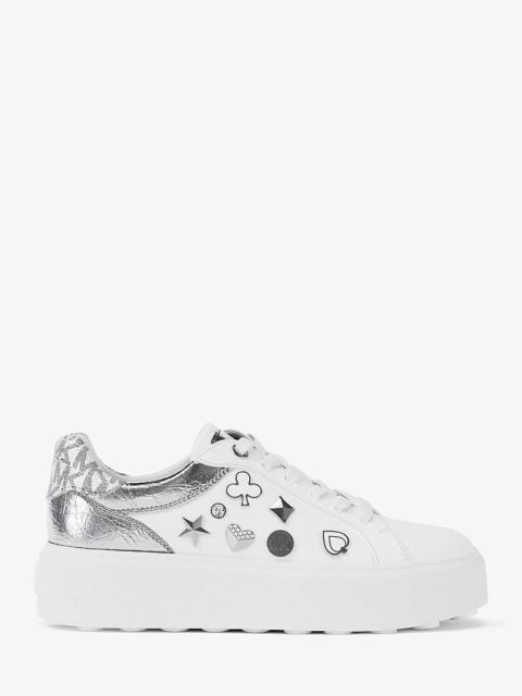 MICHAEL KORS Romey Embellished Mixed-Media Platform Sneaker