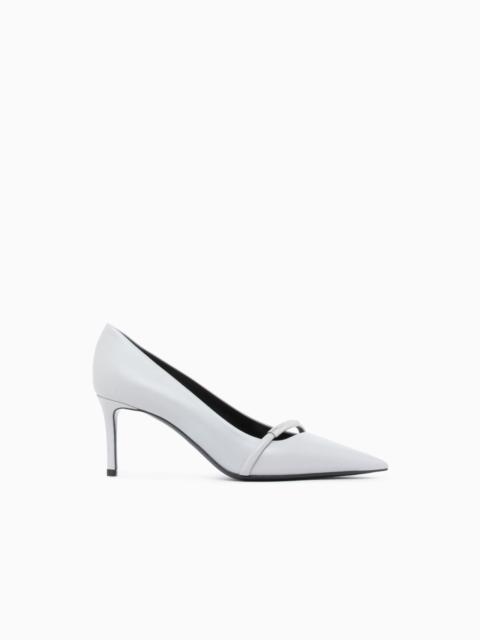 GIORGIO ARMANI POINTED LEATHER PUMPS WITH METALLIC STRAP