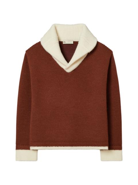 TORY BURCH V-neck colour-block sweater