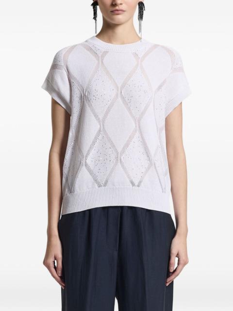 PESERICO argyle embellished knitted top