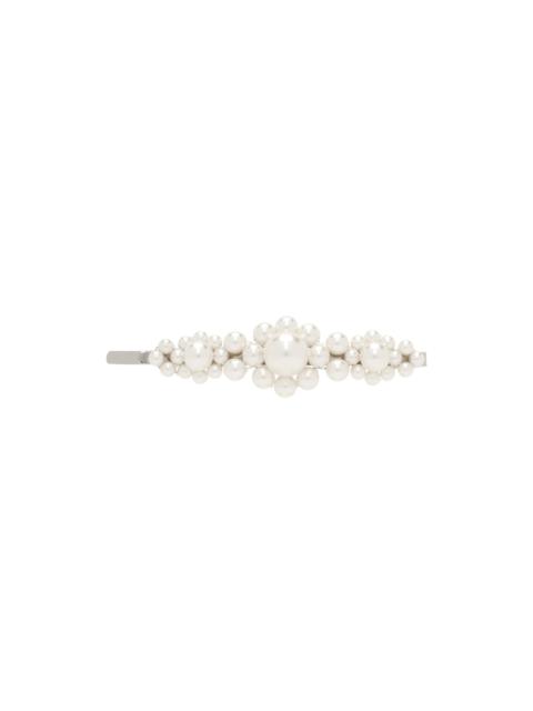 Simone Rocha Silver & White Large Flower Hair Clip