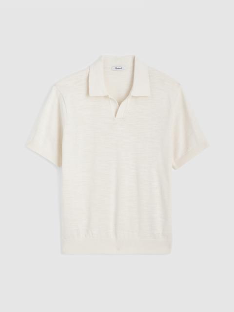 Madewell Johnny-Collar Sweater Polo in Slub Knit Cotton