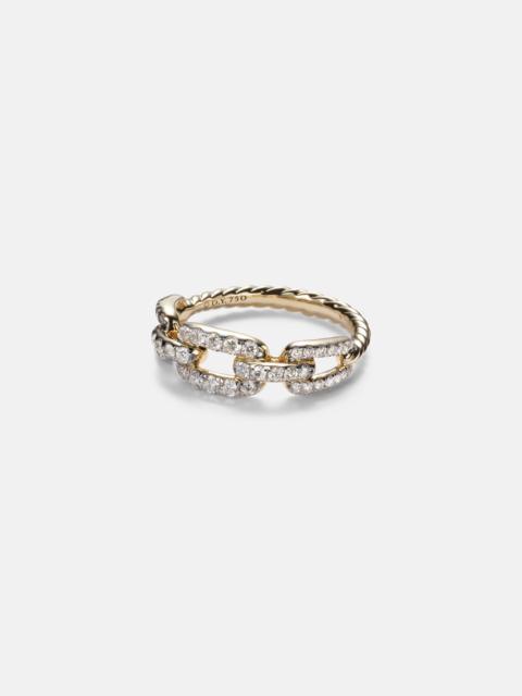 DAVID YURMAN Stax Chain Link 18kt gold ring with diamonds