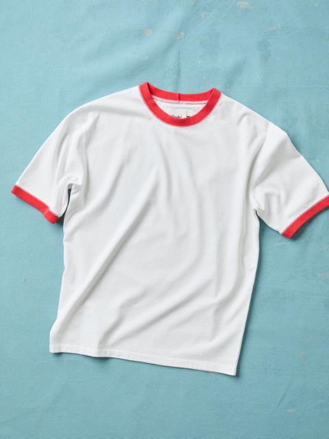 Drake's White and Red Tipped Ringer T-Shirt