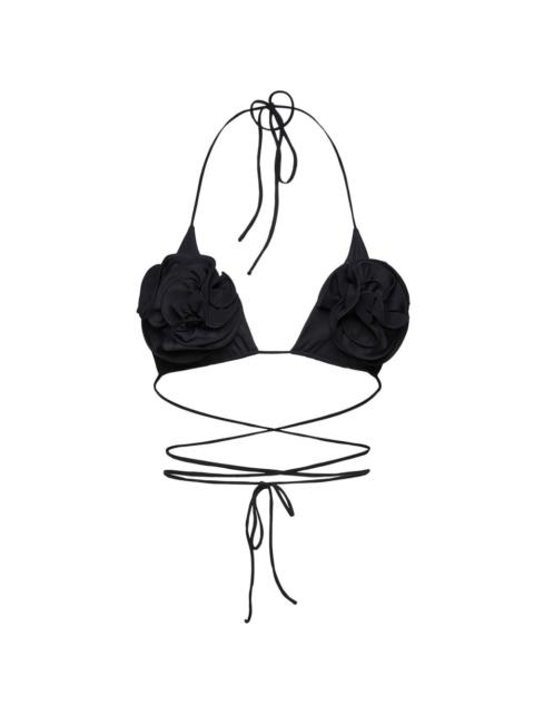 MAGDA BUTRYM floral-appliqué wrap-around bikini top