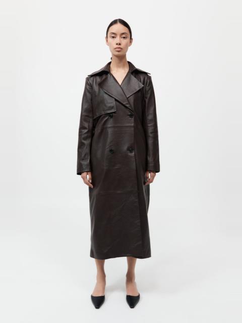 ST. AGNI Leather Trench Coat - Chocolate