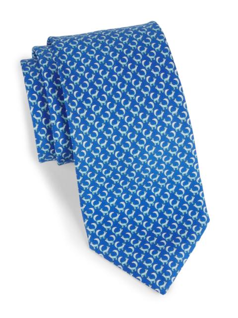 FERRAGAMO Men's Zampa Silk Tie - Blue Marine