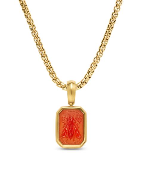 DAVID YURMAN Women's Petrvs Micro Bee Amulet in 18K Yellow Gold with Carnelian 12.8MM - Carnelian