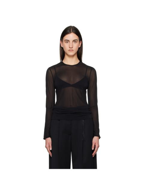Simone Rocha Black Sheer Fitted Ballet Mesh T-shirt