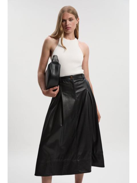 KAREN MILLEN Faux Leather Tailored Full Midi Skirt