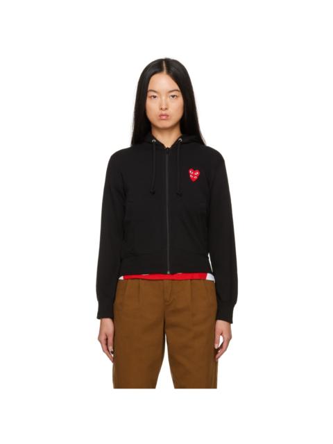 Comme des Garçons PLAY Black Layered Double Heart Patch Hoodie