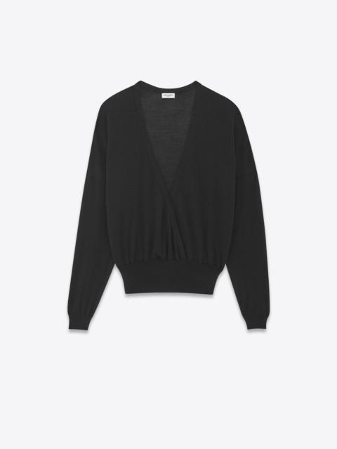 SAINT LAURENT v-neck sweater in cashmere, wool and silk