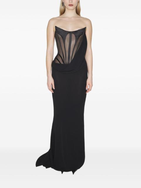 MUGLER corset draped maxi dress