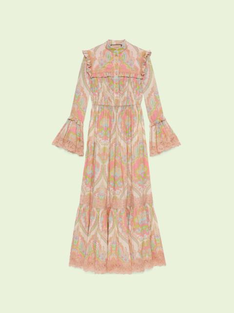 GUCCI Floral print cotton muslin dress