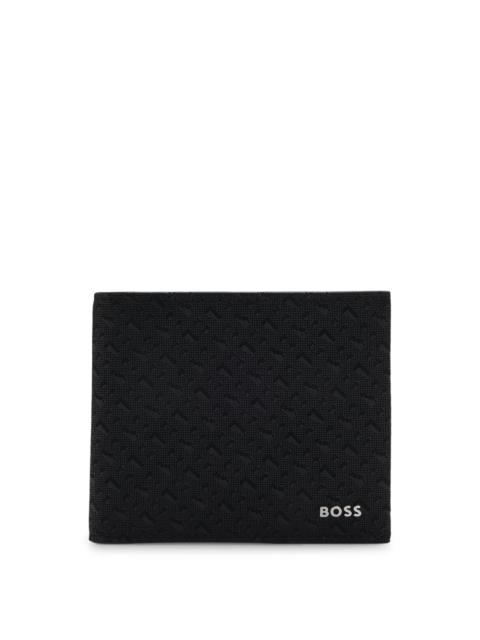BOSS BILLFOLD WALLET WITH PERFORATED MONOGRAM MOTIF