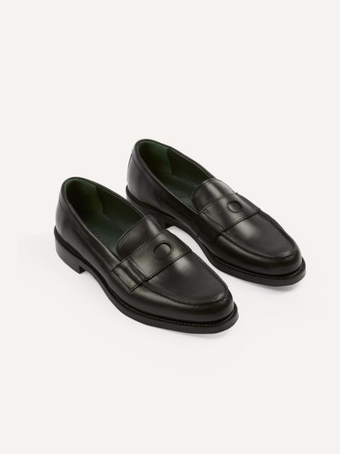 Drake's Black Leather Charles Goodyear Welted Penny Loafer