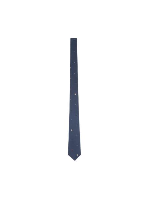 Paul Smith POLKA-DOT RABBIT-EMBROIDERED TIE