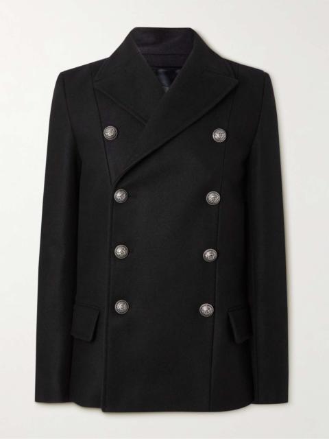 Balmain Double-Breasted Wool-Blend Coat